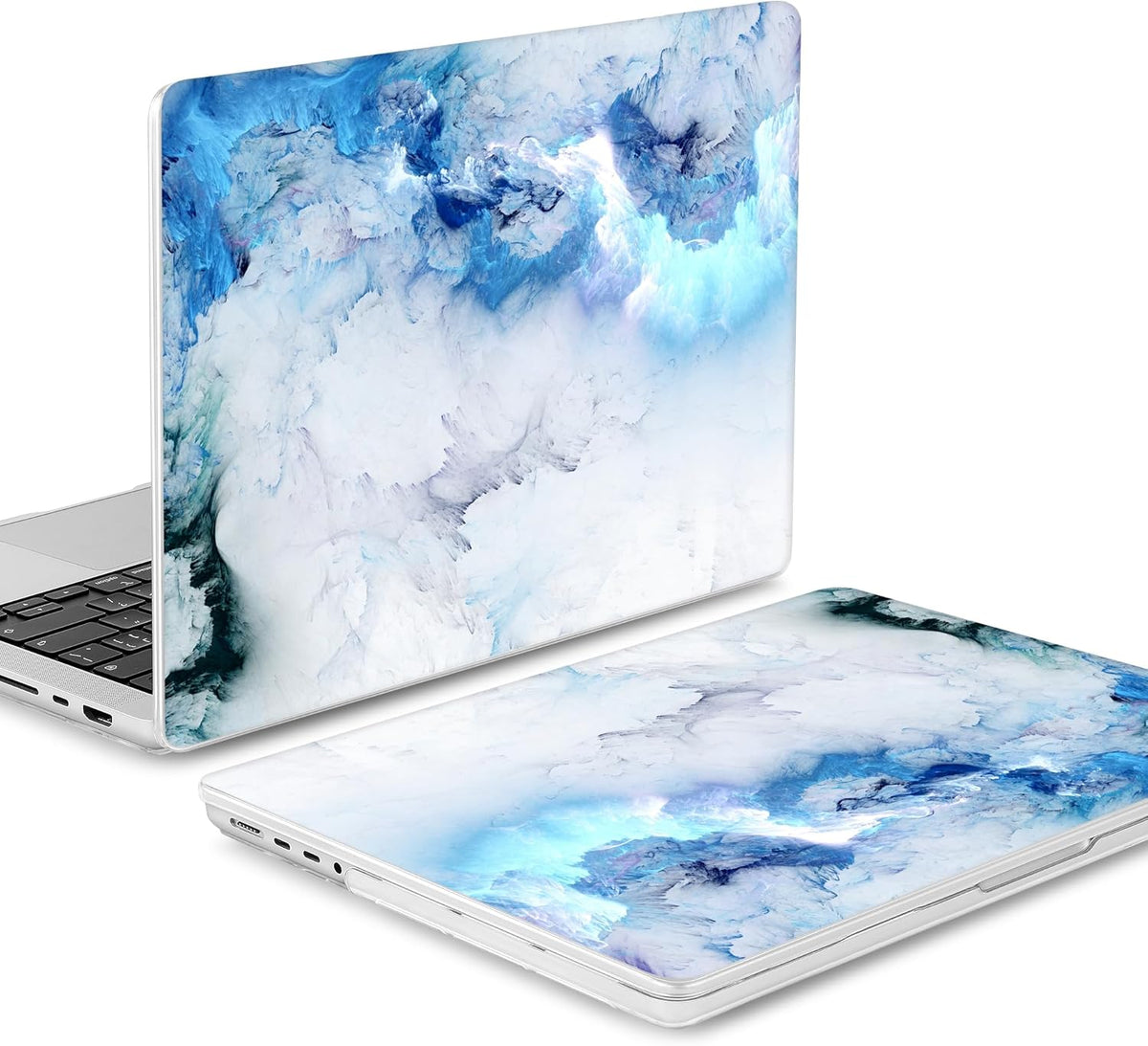 Mektron Case for MacBook Pro 16" M3 A2991 M2 A2780 M1 A2485 (2021/2022/2023) Pro/Max Chips with Touch ID, Hard Shell Plastic Laptop Cover Keyboard Cover Screen Protector, Cloud & Lightning