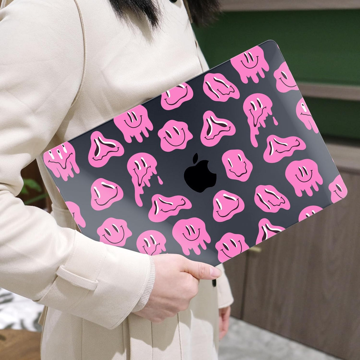 MEEgoodo Case for MacBook Pro 13 inch Case 2022 2021 2020 New A2338 M2/M1 A2251 A2289, Laptop Hard Shell with Keyboard & Camera Cover Compatible with 13 inch MacBook Pro, Pink Groovy Emoji