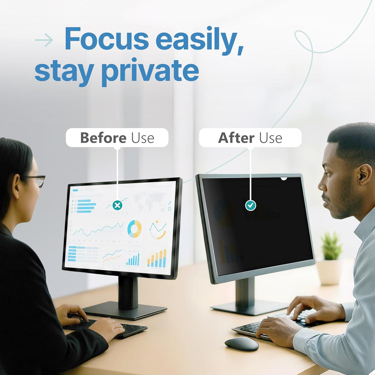 VINTEZ 34 Inch 21:9 Privacy Screen for Computer Monitor and Laptop - Anti Glare Protector Film Blue Light Filter Eye Protection - Computer Screen Privacy Shield, [1 Pack]