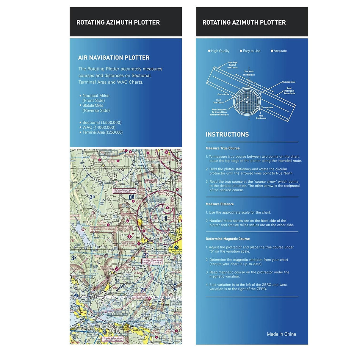 8 Aviation Plotter Aviation Slide Rule with Functions for Pilot Student Accessories Rotating Azimuth Plotter, WAC