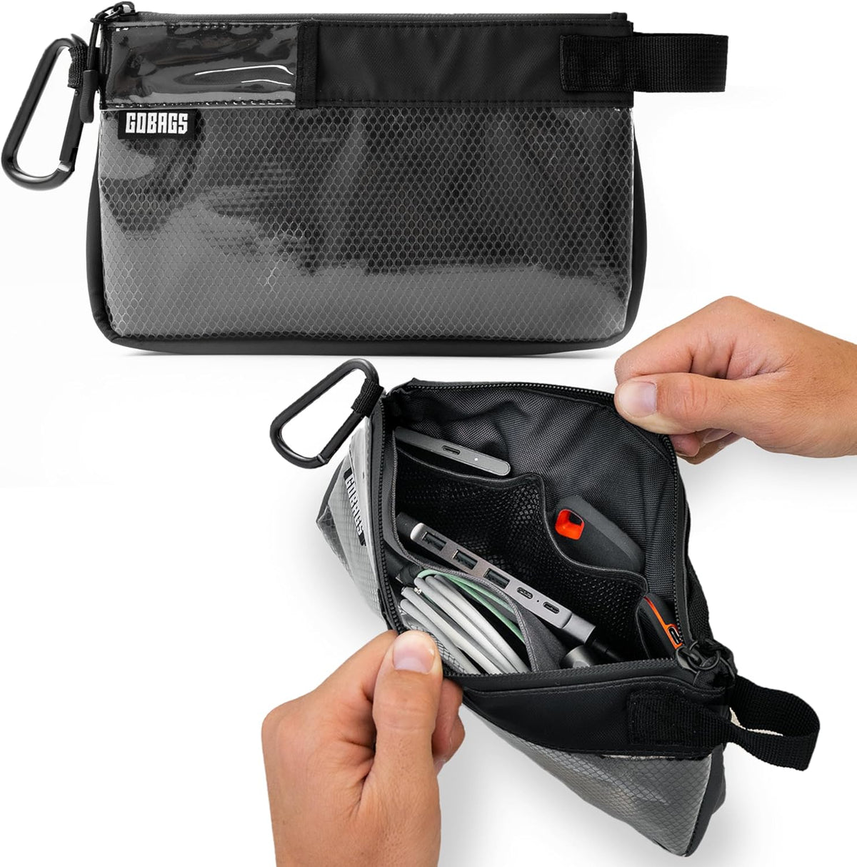 GOBAGS 2 pack) Production Zipper Bags - Electronics & Camera Accessories Bag - Cable organizer, Gear Accessory Pouch