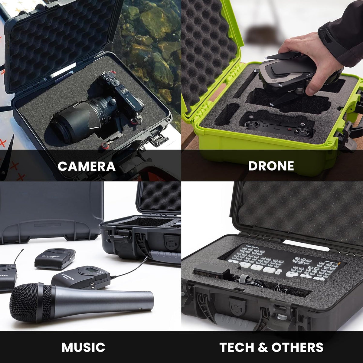 NANUK 910 Hard Case with Customizable Cubed Foam, IP67 Waterproof, Dustproof and Impact Resistant, 14.3” x 11.1” x 4.7”, Rugged Construction for Ultimate Protection, Made in Canada – Lime