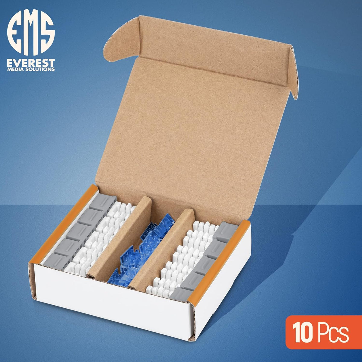 Everest 90° Angled RJ45 Cat5e Keystone Jacks 10-Pack in Gray - Slim Profile Female RJ45 Connectors - Cat 5e Keystone Jack - Compatible with 90° Angled Speed Termination Tool - easyJACK (B094WB91H3)