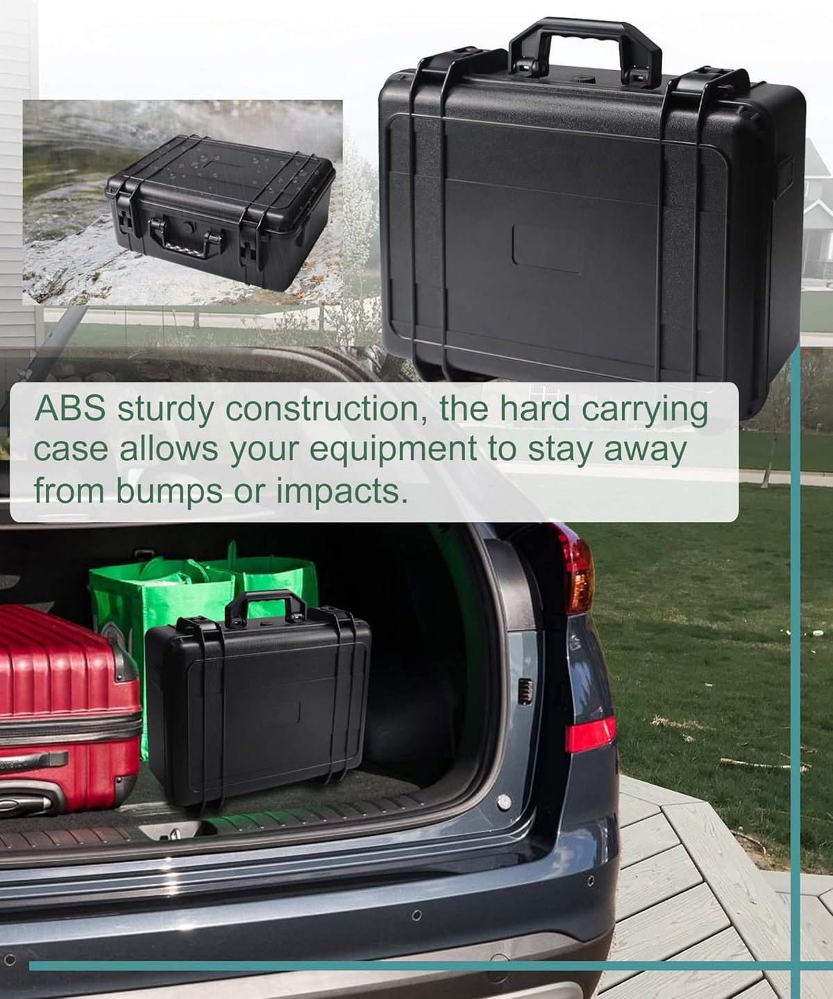 Hard Case with Foam Camera Hard Case Large Waterproof Protective Case Travel Camera Cases Hard Shell Equipment Foam Case for Electronics, 16" L x 11.8" W x 6.5" H