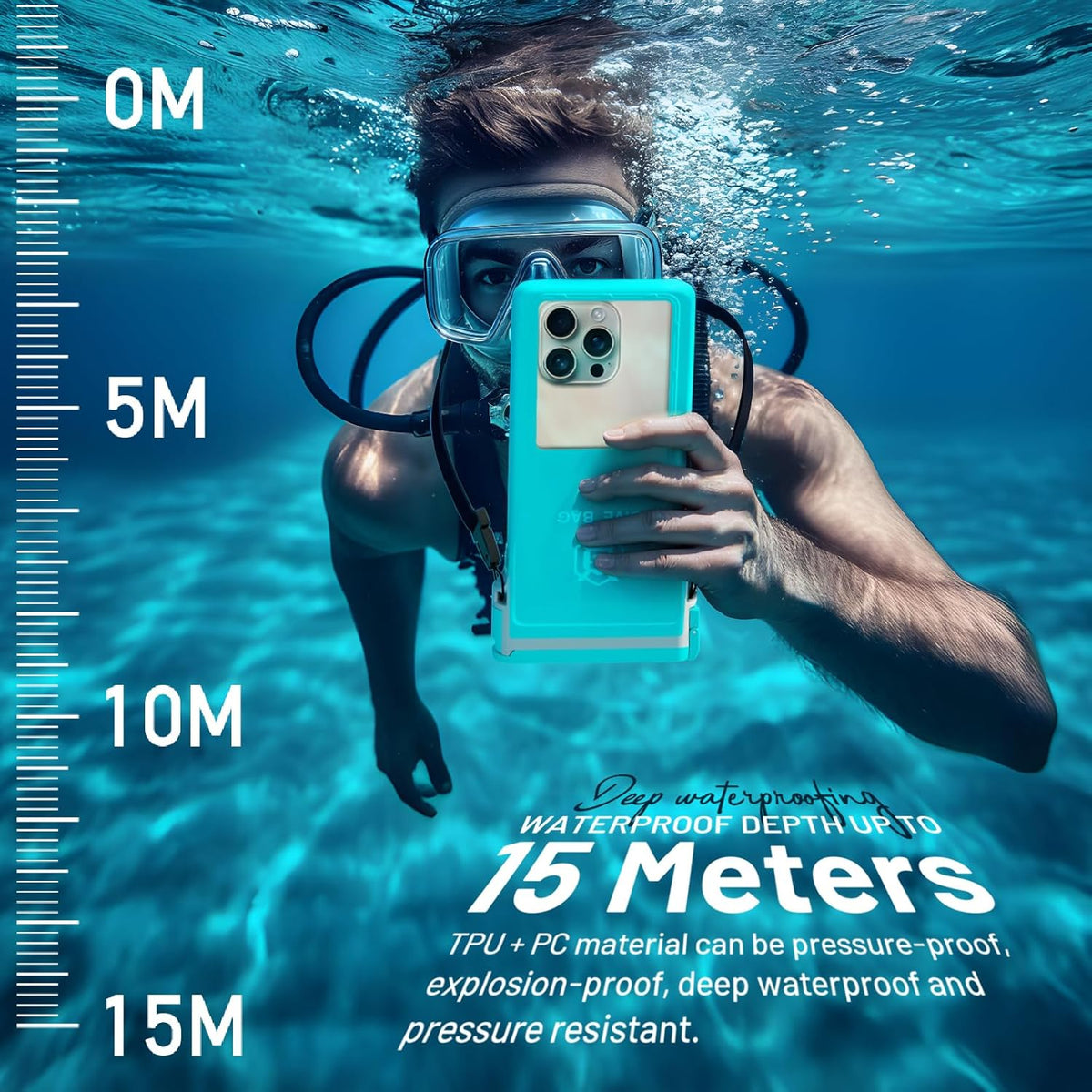 Large Floating Waterproof Phone Case with Lanyard for Snorkeling & Diving - Underwater Phone Pouch Compatible with i-Phone 16/15/14 Pro Max, Galaxy All Series, Beach and Pool Water Park (Green)