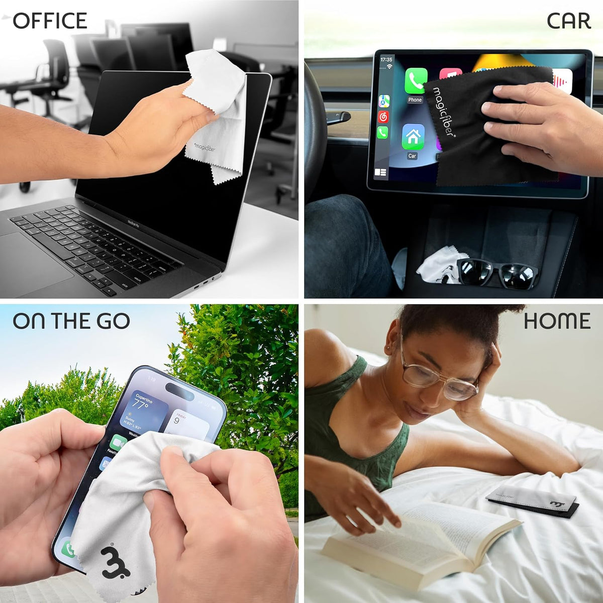 MagicFiber Microfiber Cleaning Cloth, 30 Pack - Premium Cloth for Glasses, Lens, Screens & More