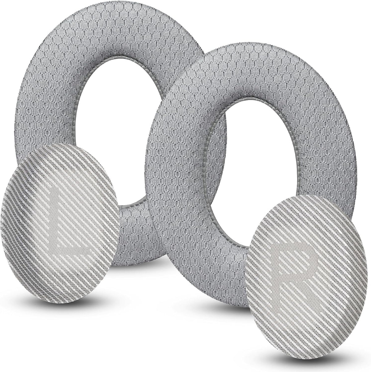 Cooling Gel Headphones Replacement Ear Pads for Bose Quiet Comfort QC35, Mesh Soccer Net Fabric Breathable Sports Fabric, Extra Thick & Cooler for Longer, Softer Memory Foam - Gray