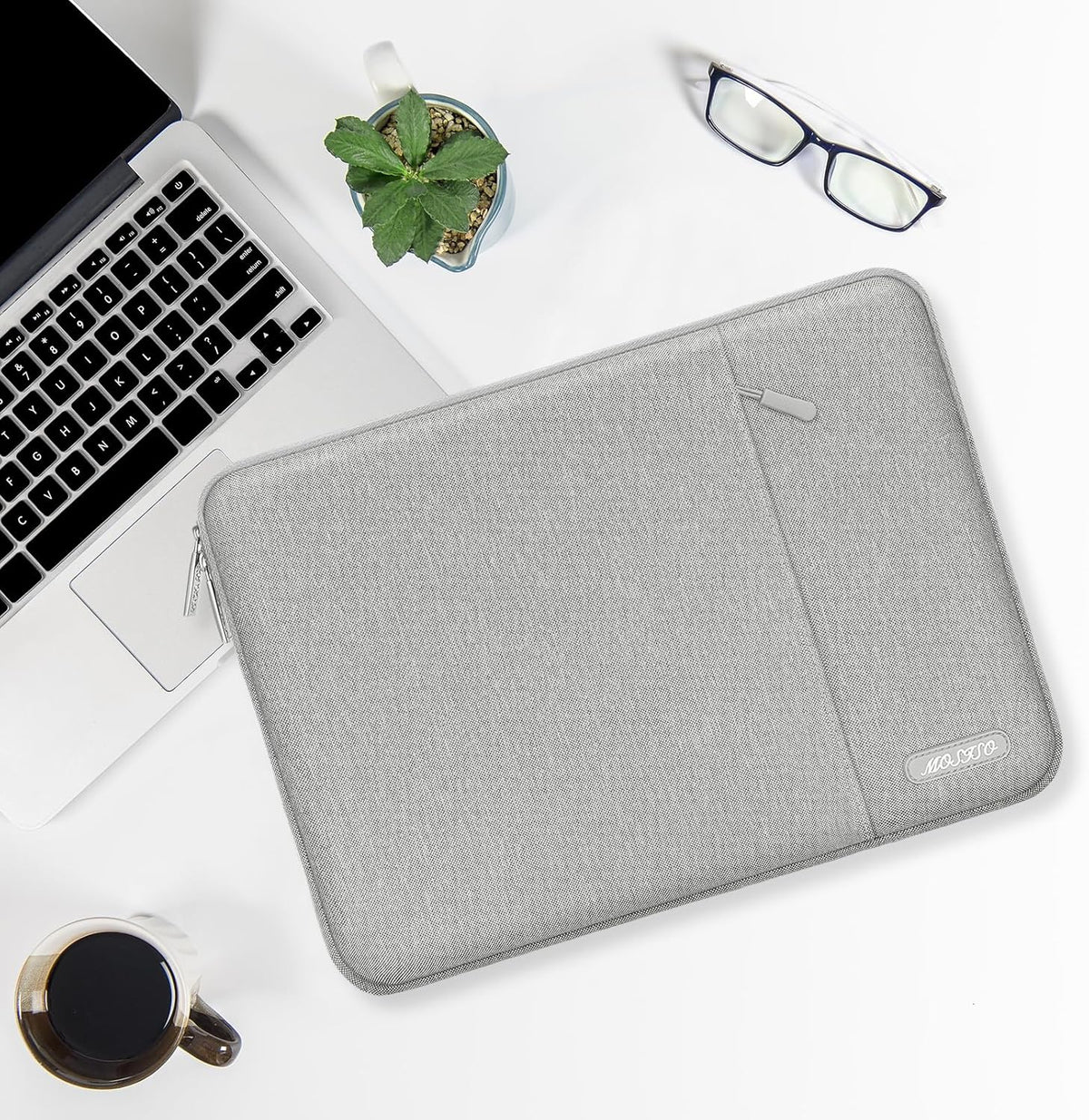 MOSISO Laptop Case 15 inch, 15 inch Laptop Sleeve Compatible with MacBook Air 15 M4 A3241 M3 A3114 M2 A2941 2025 2024 2023,Dell XPS 15,Polyester Vertical Computer Sleeve Bag with Pocket, Gray
