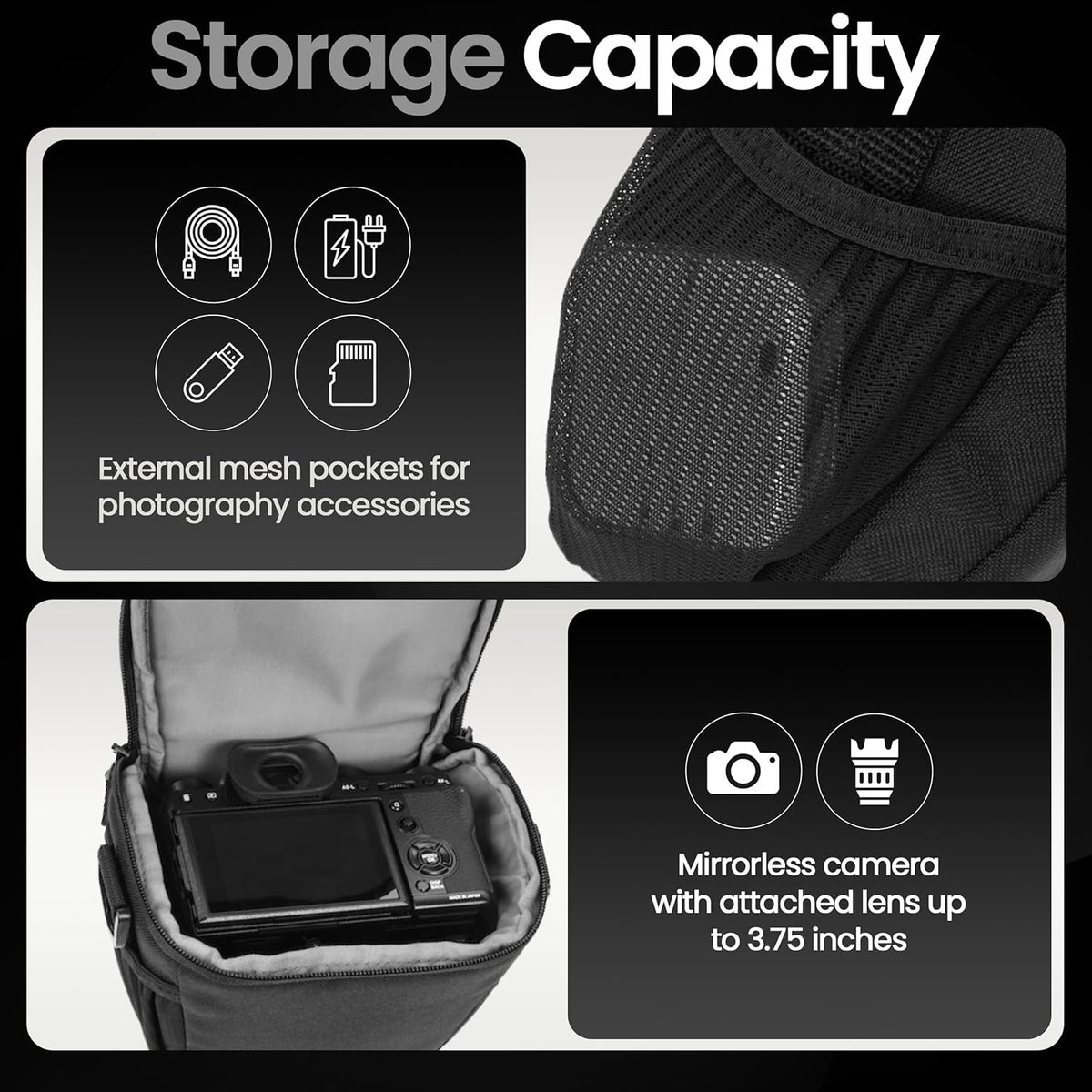 Tamrac Jazz Zoom Holster 23 v2.0 Camera Bag for Photographers, Camera Case for Photography Accessories, Shoulder Bag for Mirrorless Cameras, Crossbody Camera Bag, Travel Camera Carrying Case – Black