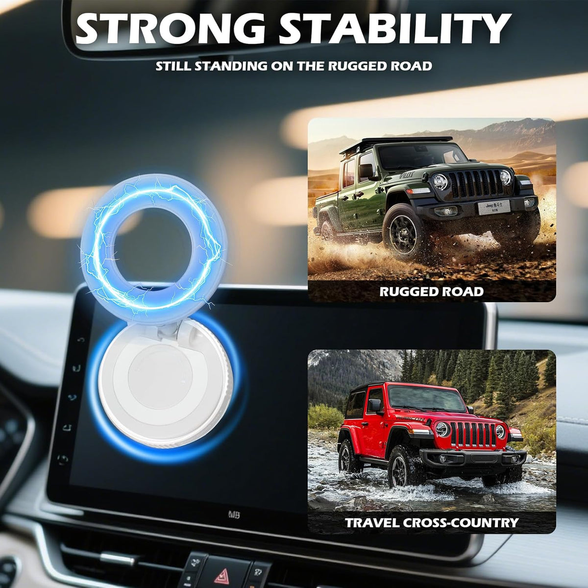 2025 Premium 360° Magnetic Car Phone Mount - Ultra-Strong Vacuum Suction for iPhone 16 Pro Max/Android - Foldable Adjustable Holder for Car/Truck/Gym/Home - Secure No-Slip Design (White)