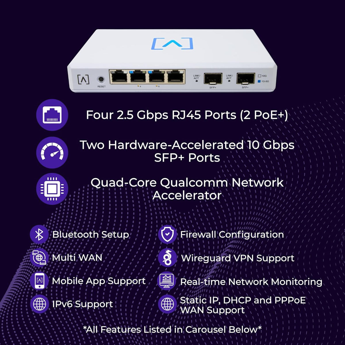 Alta Labs Route10 | 10 Gig Multi-WAN Router | High-Performance Qualcomm Quad-Core Hardware-Accelerated VPN Router | 2 10 Gbps SFP+ and 4 2.5 Gbps Ports | Real-Time Stats | Load Balancing | 40W PoE+