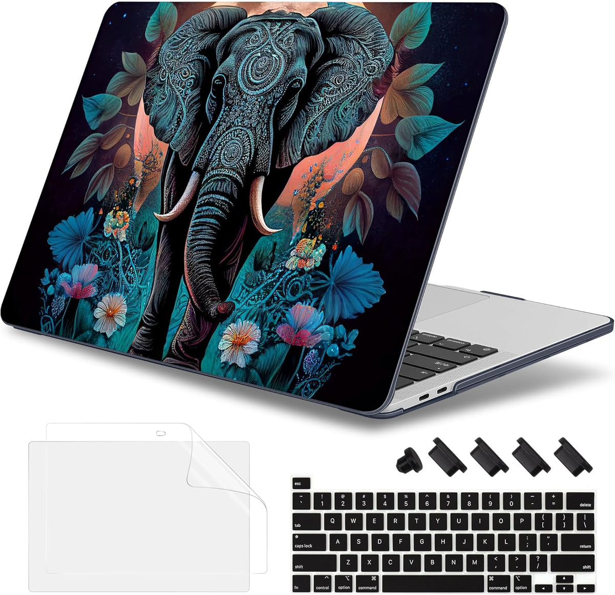 May Chen Compatible with MacBook Pro 13 inch Case 2022 2021 2020 Release Models A2338 M2 M1 A2251 A2289, Plastic Hard Shell Case for MacBook Pro 13 Inch with Touch Bar Fits Touch ID, Elephant