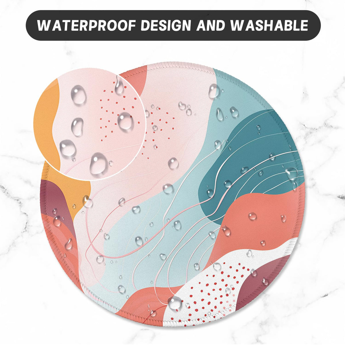 ITNRSIIET Round Mouse Pad with Stitched Edge Premium-Textured Waterproof Non-Slip Rubber Base Desktop Protection Mat Diameter 8.7 inches, Art Style Pattern