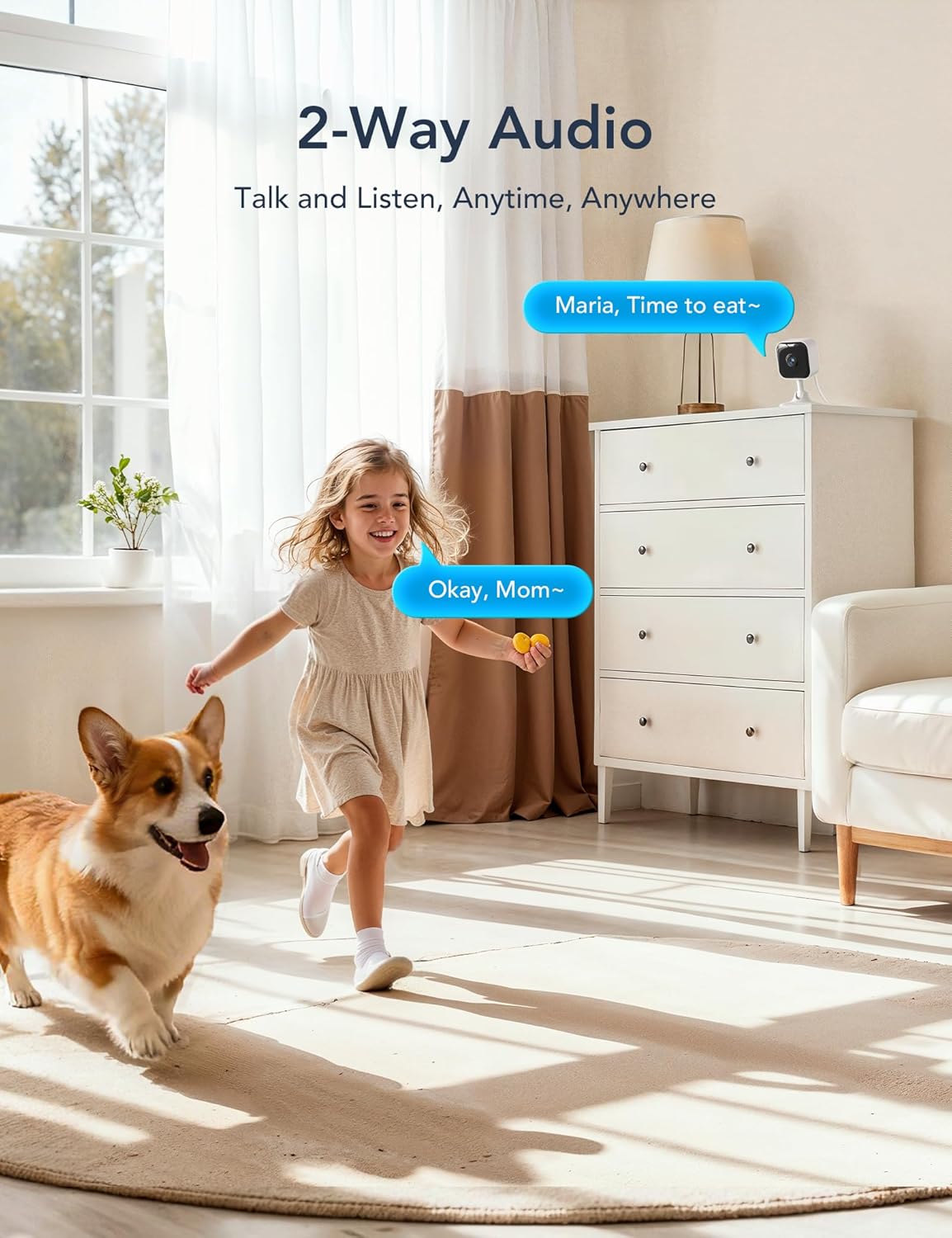 GNCC 2K 2.4G/5G 2 4Pack Cameras for Home Security Indoor, Pet Cam with Phone App, Mini Dog Camera w/Motion Detection