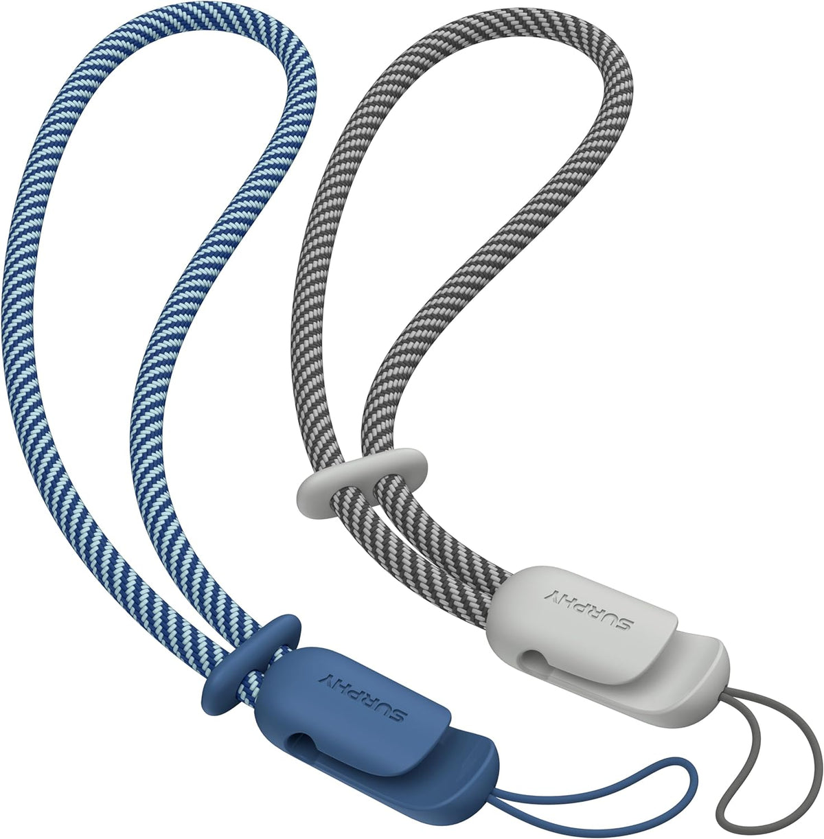 SURPHY 2 Pack Phone Lanyard for Cellphone Case, Phone Wrist Strap for Case, Cellphone Strap with 2-Color Braided, Charm Wrist Lanyard for Women and Men, Blue Jay & Gray