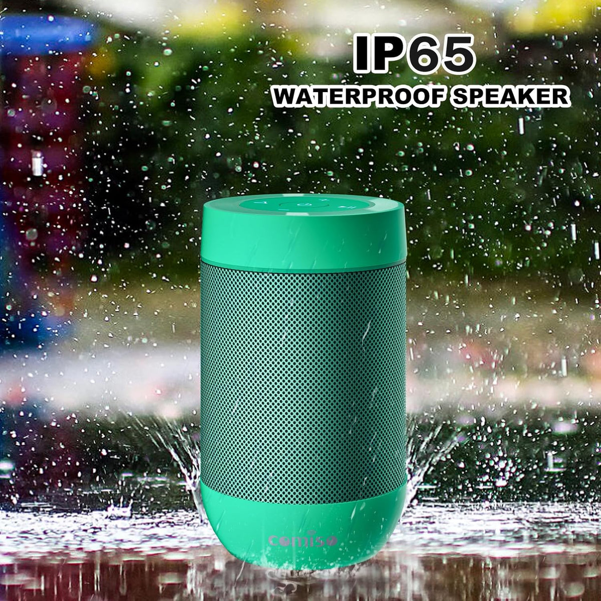 comiso Bluetooth Speaker with IP65 Waterproof,5.3 Bluetooth,TWS Pairing,Support TF Card,Portable Wireless Speaker for iPhone Samsung and More-Green