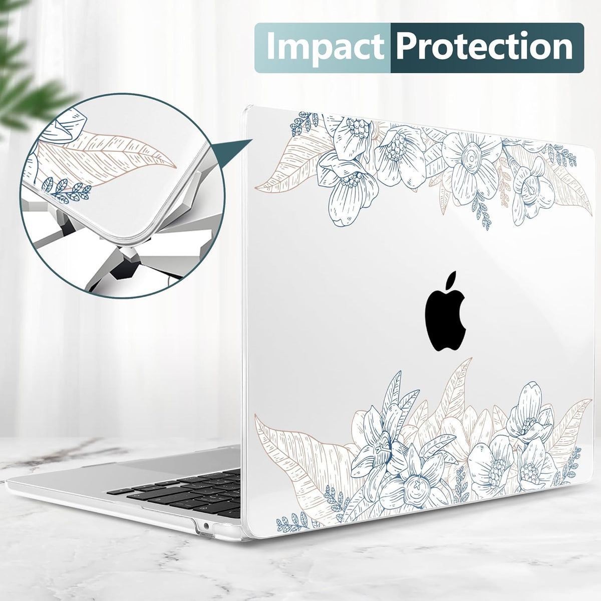 TWOLSKOO Compatible with M4 MacBook Air 13.6 inch Case 2025-2022 Release M4 A3240 M3 A3113 M2 A2681, Plastic Hard Shell & Keyboard Cover & Type C Adapter & Screen Protector, Engraved Sketch