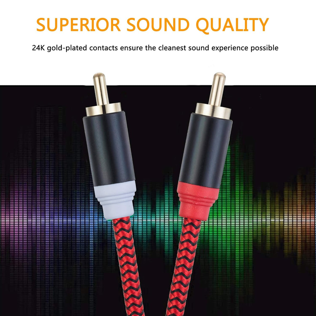 RCA Cable 50Ft,2Rca Male to 2-Rca Male Audio Stereo Subwoofer Cable [Hi-Fi Sound] Nylon-Braided Auxiliary Audio Cord for Home Theater, HDTV, Amplifiers, Hi-Fi Systems,Speakers and etc(50Ft/15M)