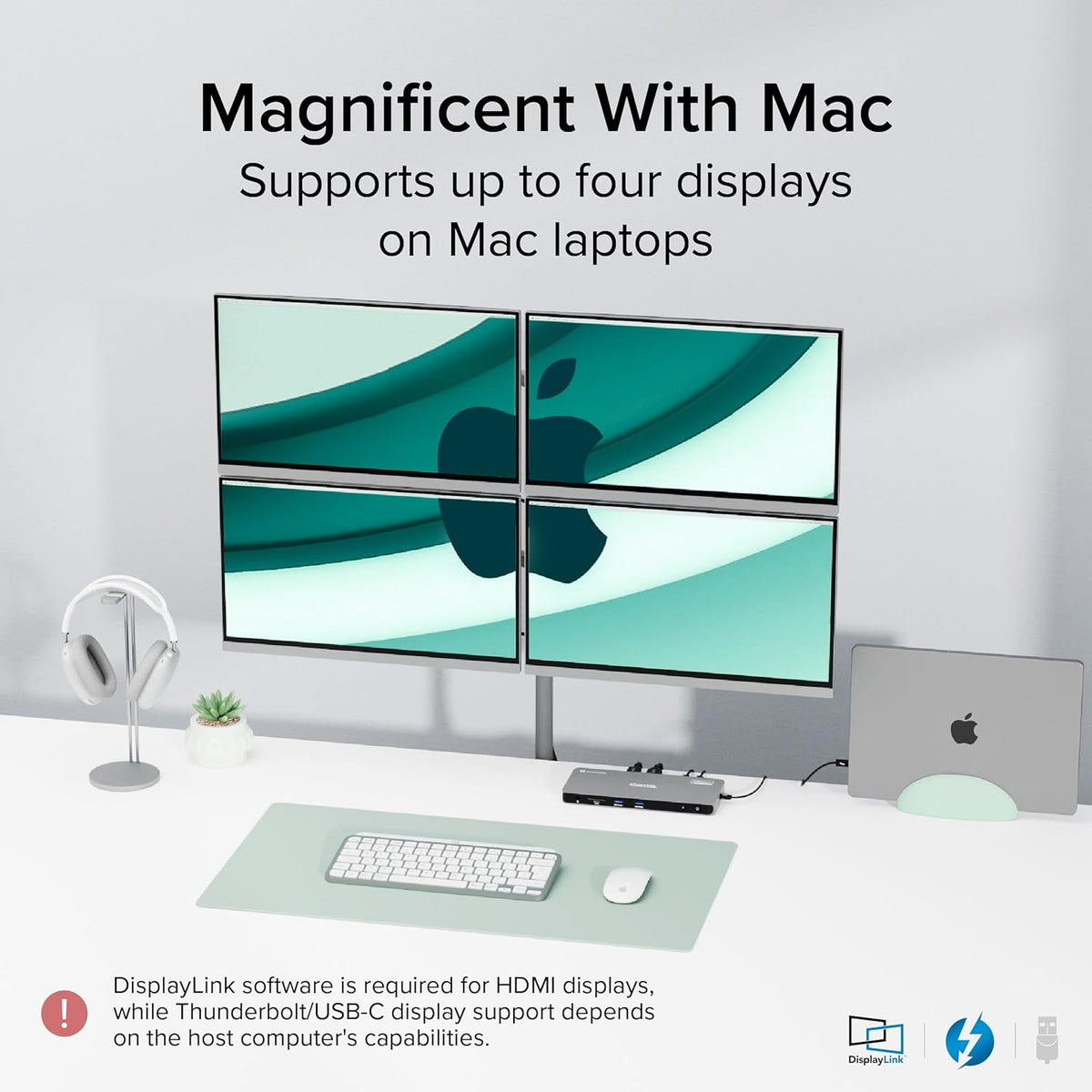 Plugable Thunderbolt 4 Dock for Quad Monitors 100W, Thunderbolt Docking Station Connects up to Four 4K Monitors for Windows and Mac Laptops, 2x HDMI, 4x Thunderbolt 4/USB C, Driver Required TBT-6950PD
