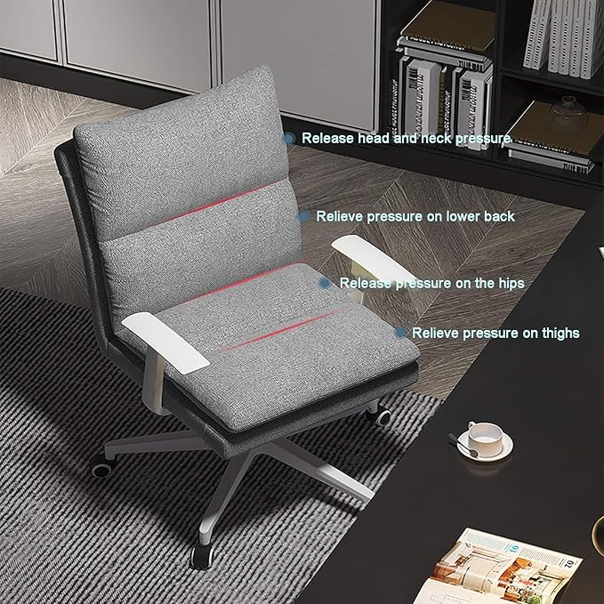 Office Chair Gaming Chair Computer Chair Ergonomic Computer Chair with Soft Removable Seat and Comfortable BackrestUpholstered Gaming Chair with Height Adjustable ArmrestFabric H