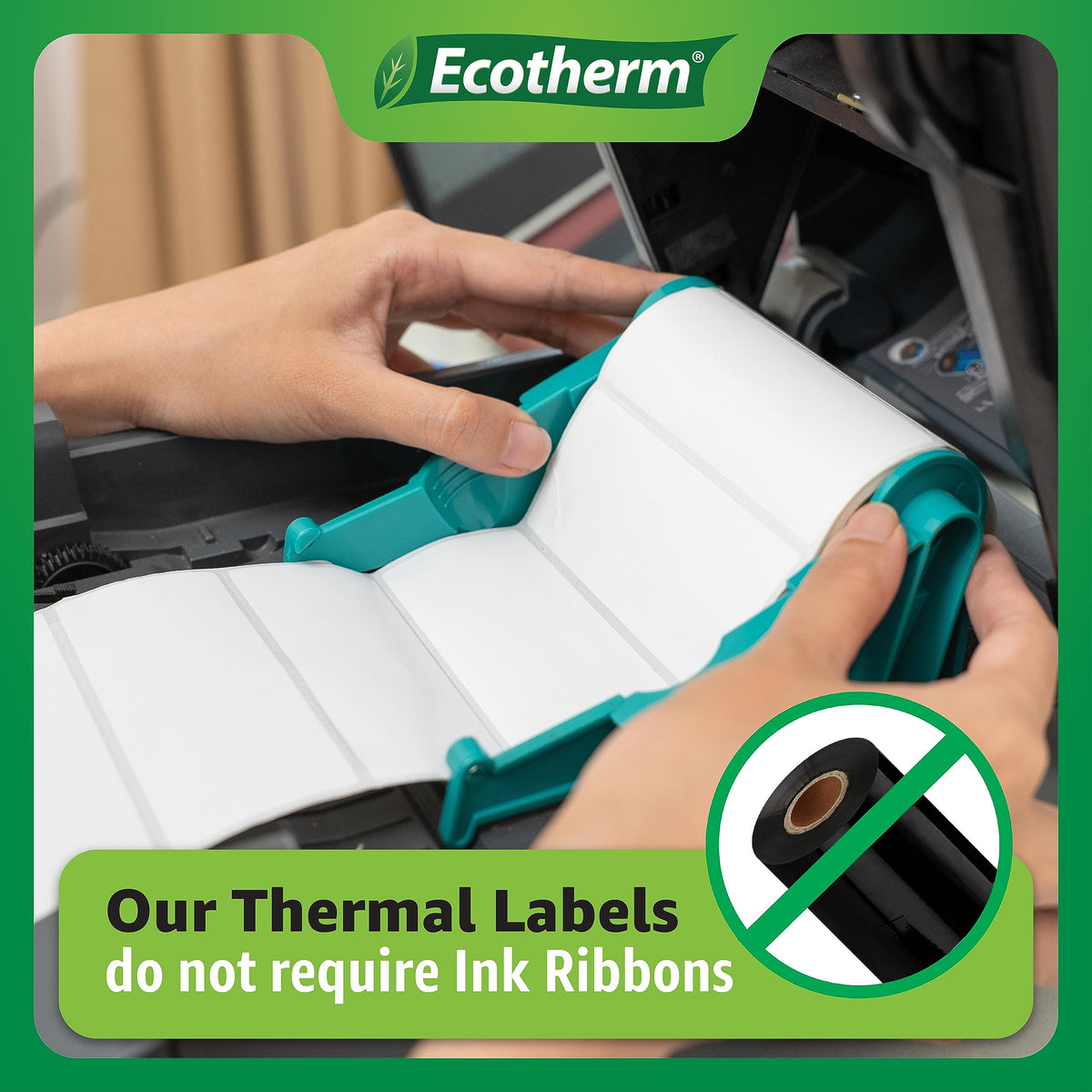 4" x 1.25" Thermal Labels | 6 Rolls | 12600 Labels | fits Zebra, Munbyn, Rollo, Godex, Arkscan, iDPRT, Offnova Thermal Label Printers and More | Blank