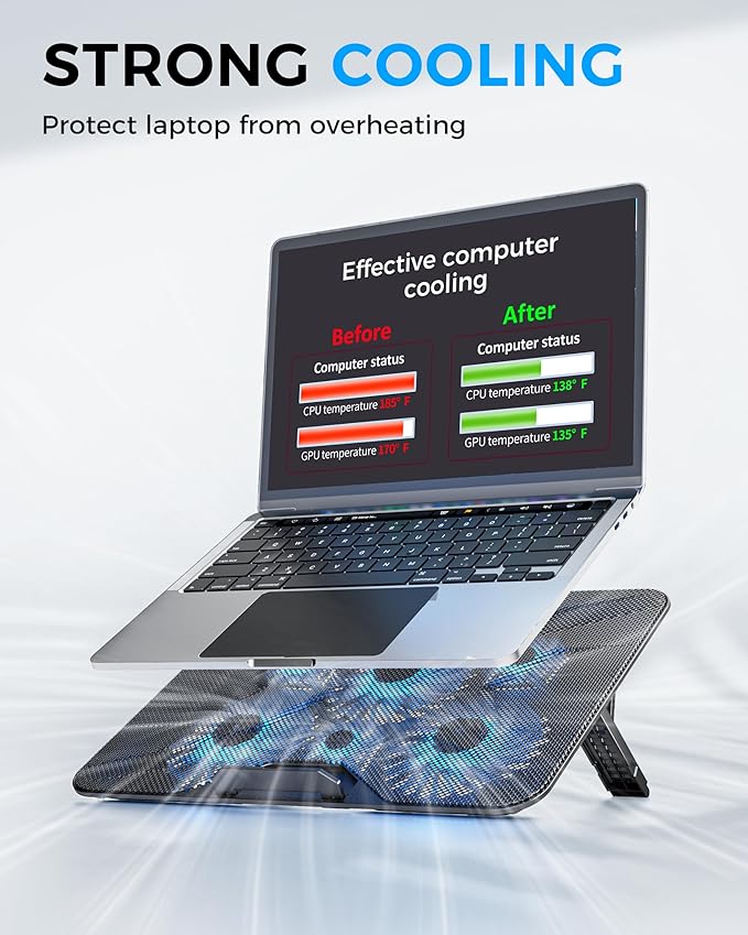 AICHESON RGB Lights AA2 Laptop Cooler and 003 Blue Laptop Cooling Pad Set