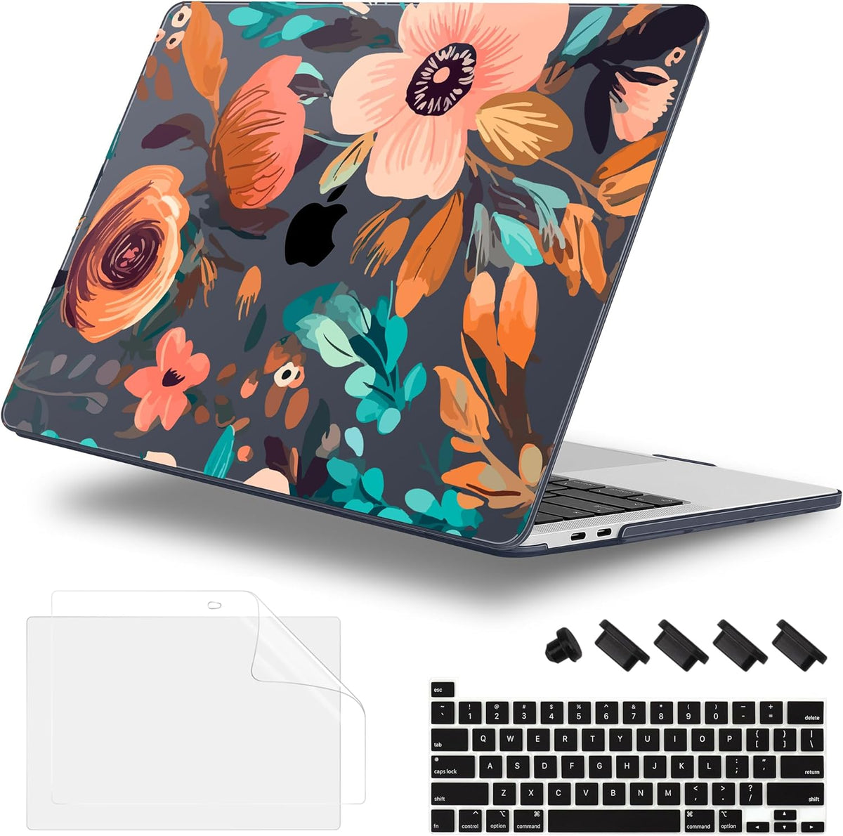 for MacBook Pro 16 inch Case 2019 2020 Release Model A2141, Plastic Hard Shell Cover with Keyboard Cover for MacBook Pro 16 inch with Touch Bar & Touch ID, Florals Pattern