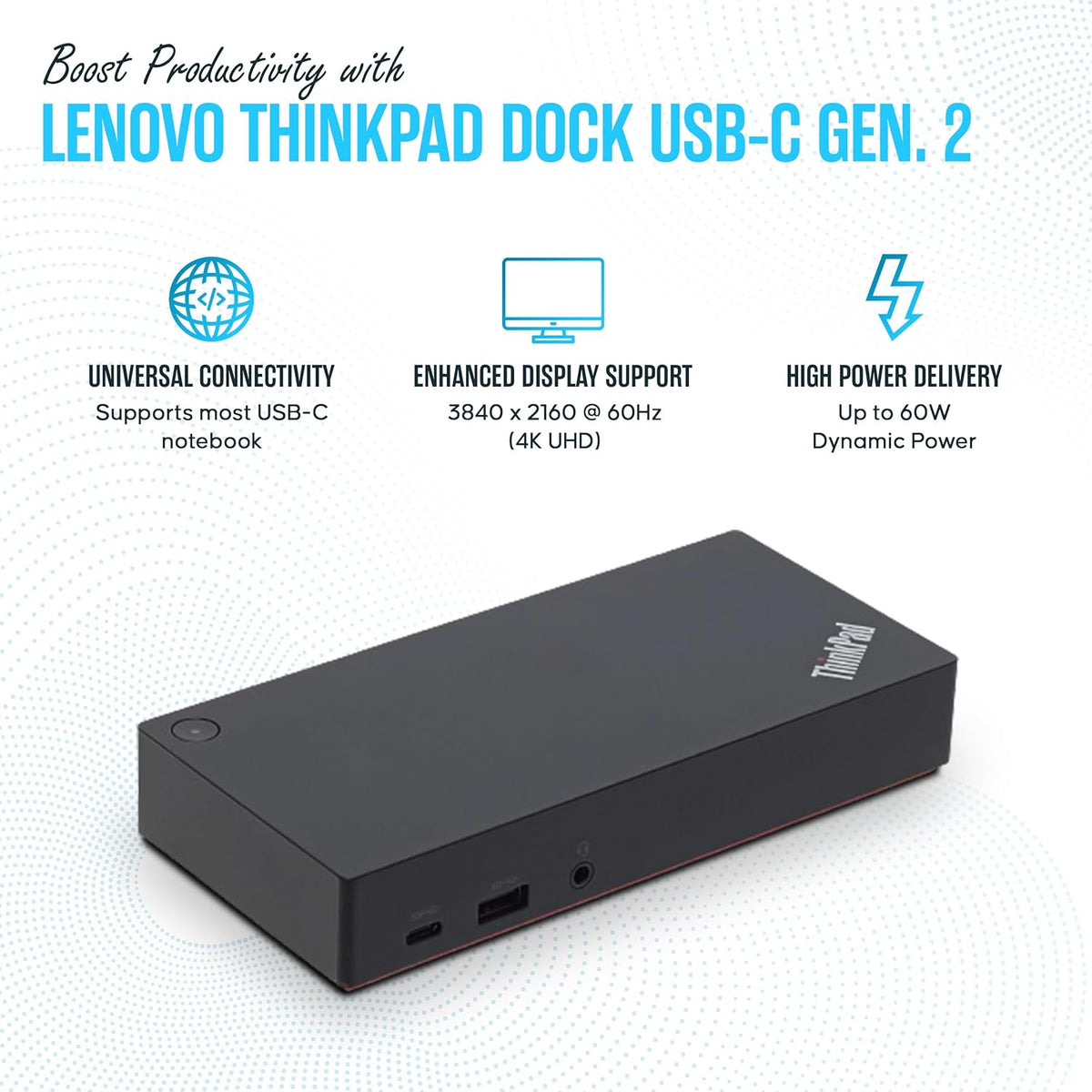 40AS0090US Lenovo Thinkpad Docking Station USB-C Gen 2-1 Year Warranty - Thinkpad Thunderbolt 3 Dock, HDMI, DisplayPort & USB C Cable - Universal Docking Station (Renewed)