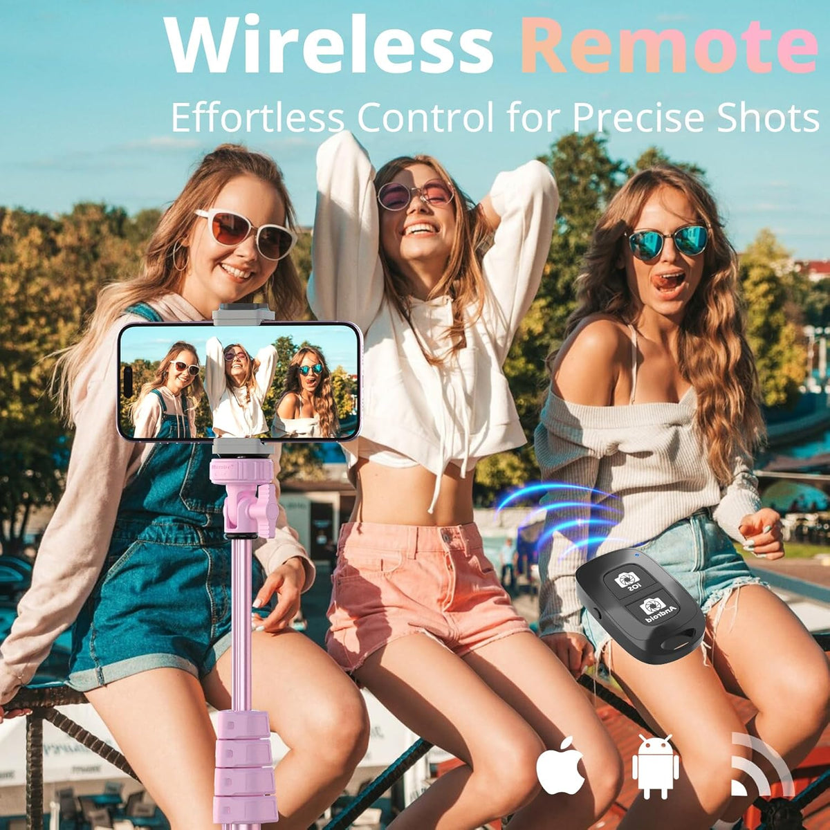 UBeesize 88’’ Flexible Phone Tripod with 14.95’’ Gooseneck, Remote and Phone Holder, Overhead Cell Phone Stand＆Selfie Stick for Video Recording, Compatible with iPhone Android Phone, Camera Pink