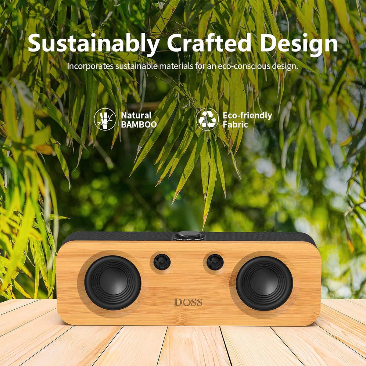 DOSS SoundBox H200 50W Home Bluetooth Speaker with Dual 3.5-Inch Woofers, Two 1-inch Tweeters, 35H Playtime, TWS, Sustainable Materials, BT 5.3, Wireless for Record Player/Computer/TV-Grey