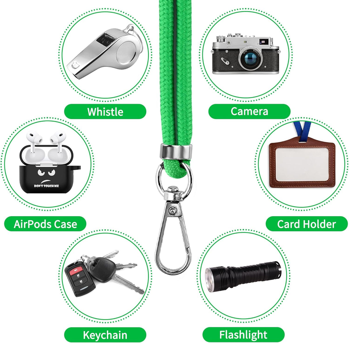 CACOE Phone Lanyard 2 Pcs-2 Pcs Adjustable Neck Strap, 4 Pcs Patches, Universal Crossbody Multifuctional Cell Phone Lanyards Compatible with Most Smartphones(Black+Dark Green)