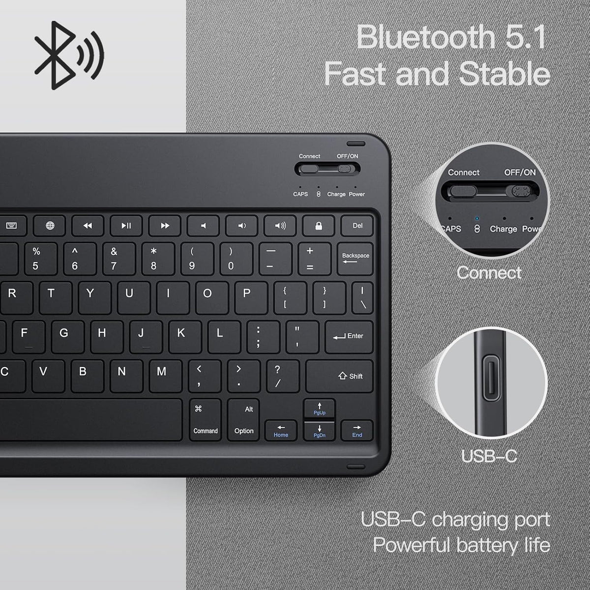 JETech Keyboard Case for iPad Air 11-Inch M3/M2 (2025/2024), iPad Air 5th/4th (10.9-Inch 2022/2020) with Pencil Holder, Magnetic Detachable Bluetooth Keyboard, TPU Back Stand Cover (Space Gray)