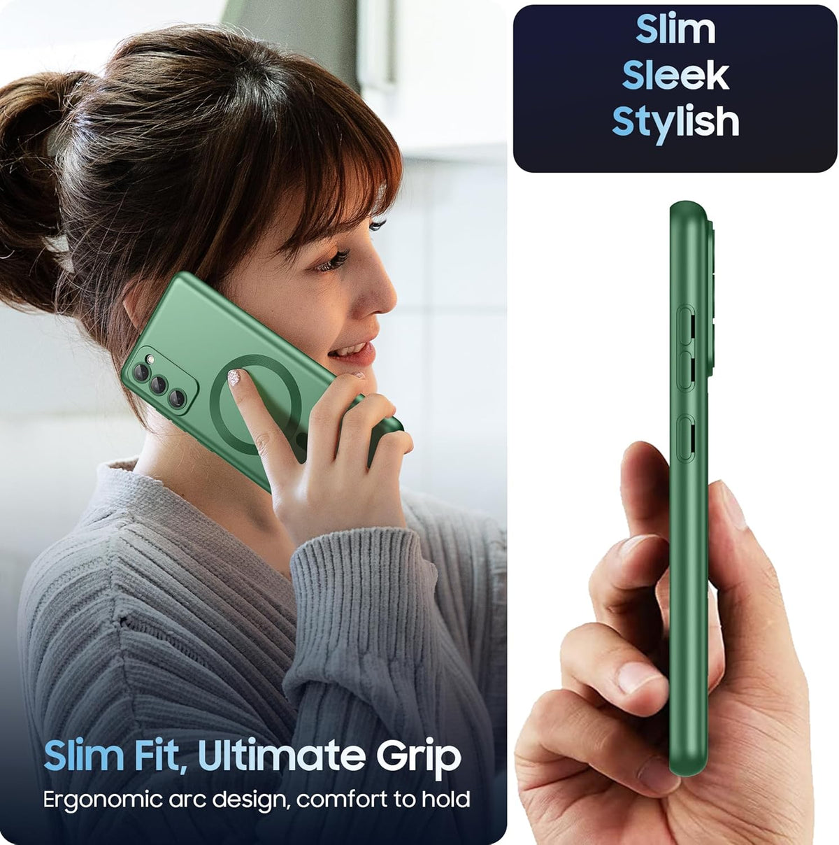 Magnetic for Samsung Galaxy S20 FE 5G Case 【Compatible with MagSafe】【Built-in Camera Lens Protector】 Slim Soft TPU Shockproof Phone Shell (Green)