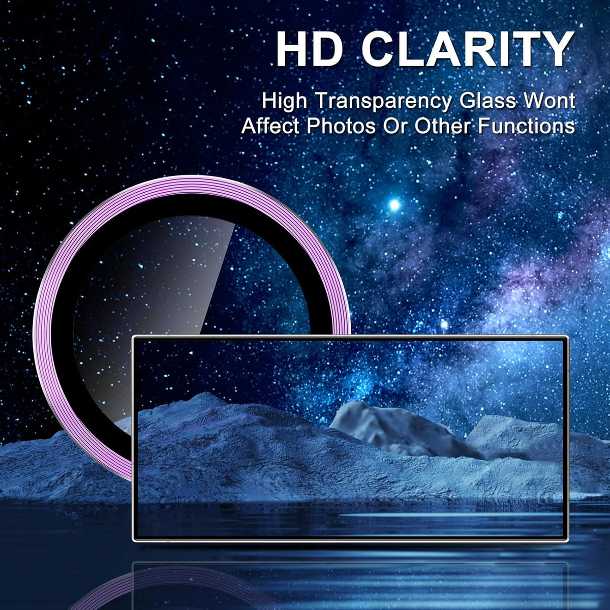 for Samsung Galaxy S25 Ultra Camera Lens Protector, Individual Metal Ring Tempered Glass Lens Cover, [Strong Adsorption] Scratch Resistant Ultra-Thin HD Clear Lens Cover, 1 Set-Purple