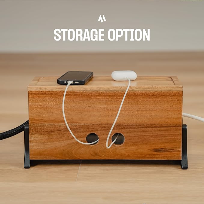COREMINDED Extra Large Cable Management Box, Wood Cord Hider Box & Organizer for Power Strip, TV Wires & Desk Cable Storage