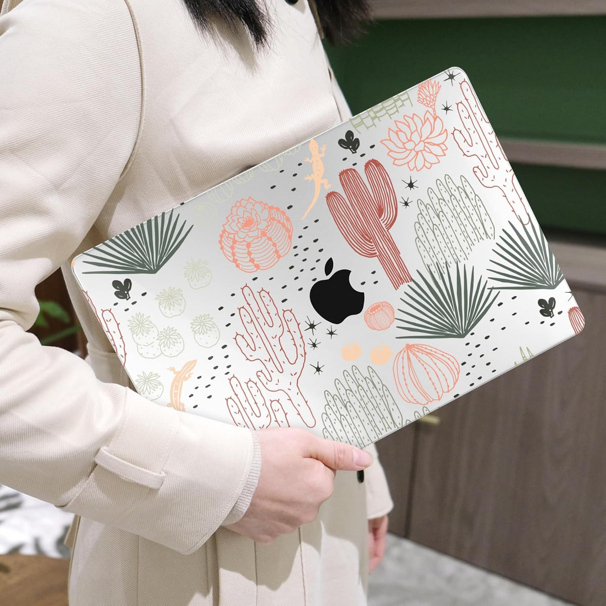 MEEgoodo Case for MacBook Pro 13 inch, Laptop Hard Shell Case with Keyboard & Camera Cover, Cacti