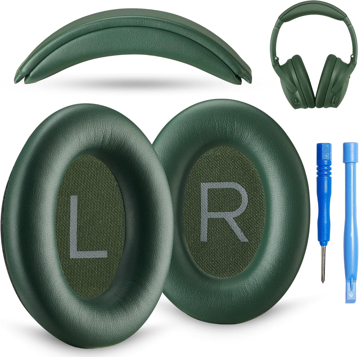 Replacement QC Ear Pad and Headband Pad Kit Cushion. Compatible with Bose QuietComfort 2023 QC45 QCSE QC35 II Noise Cancelling Headphones (Cypress Green). Easy DIY Fit