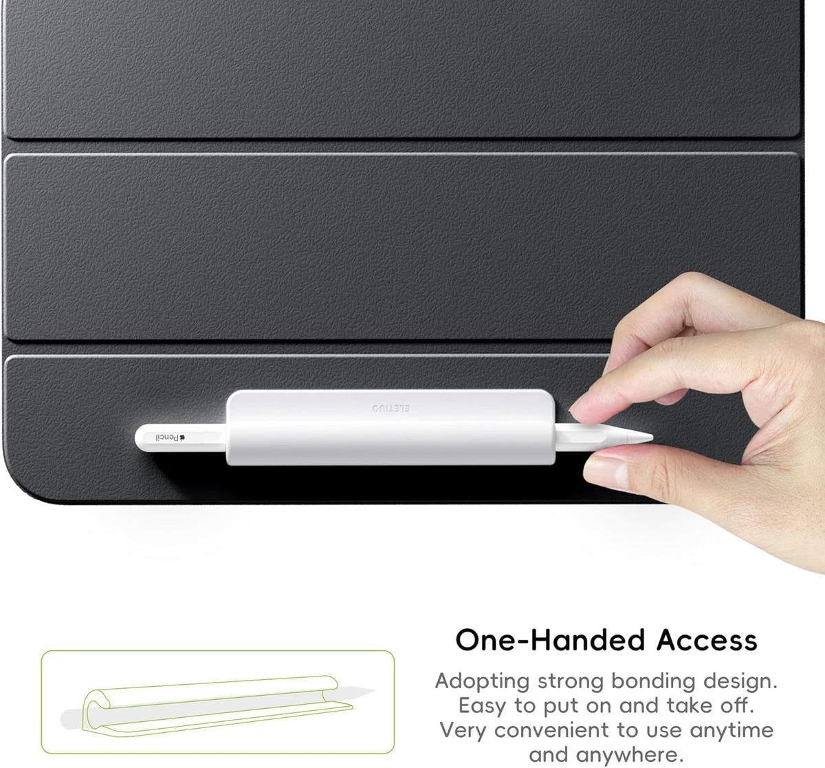 ELETIUO Silicone Pencil Holder Sleeve,Compatible with Apple Pencil (USB-C),Apple Pencil 1st/ 2nd Generation,Strong Adhesive Sticky Attached to iPad Case for Stylus Pens,White