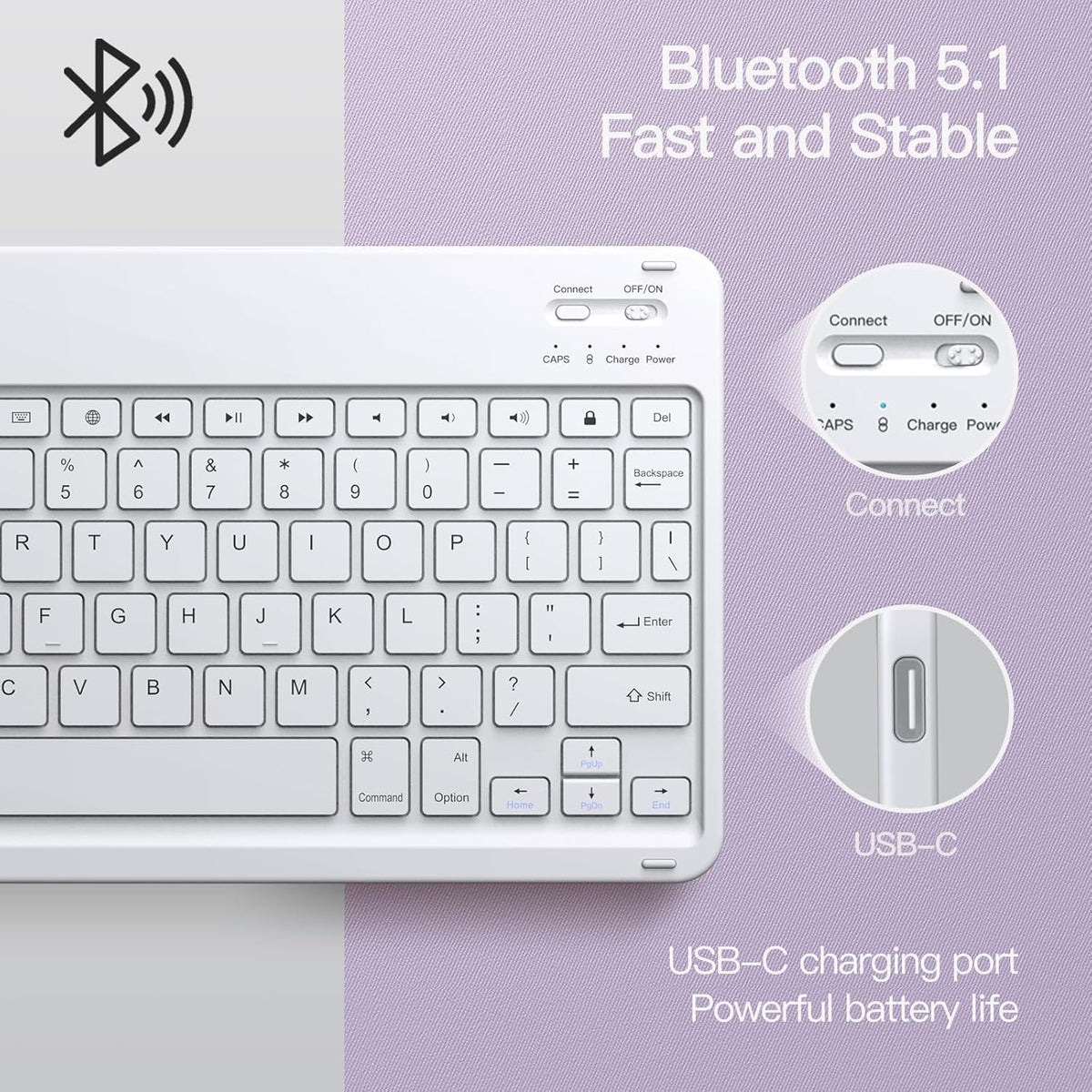 JETech Keyboard Case for iPad Air 11-Inch M3/M2 (2025/2024), iPad Air 5th/4th (10.9-Inch 2022/2020) with Pencil Holder, Magnetic Detachable Bluetooth Keyboard, TPU Back Stand Cover (Purple)