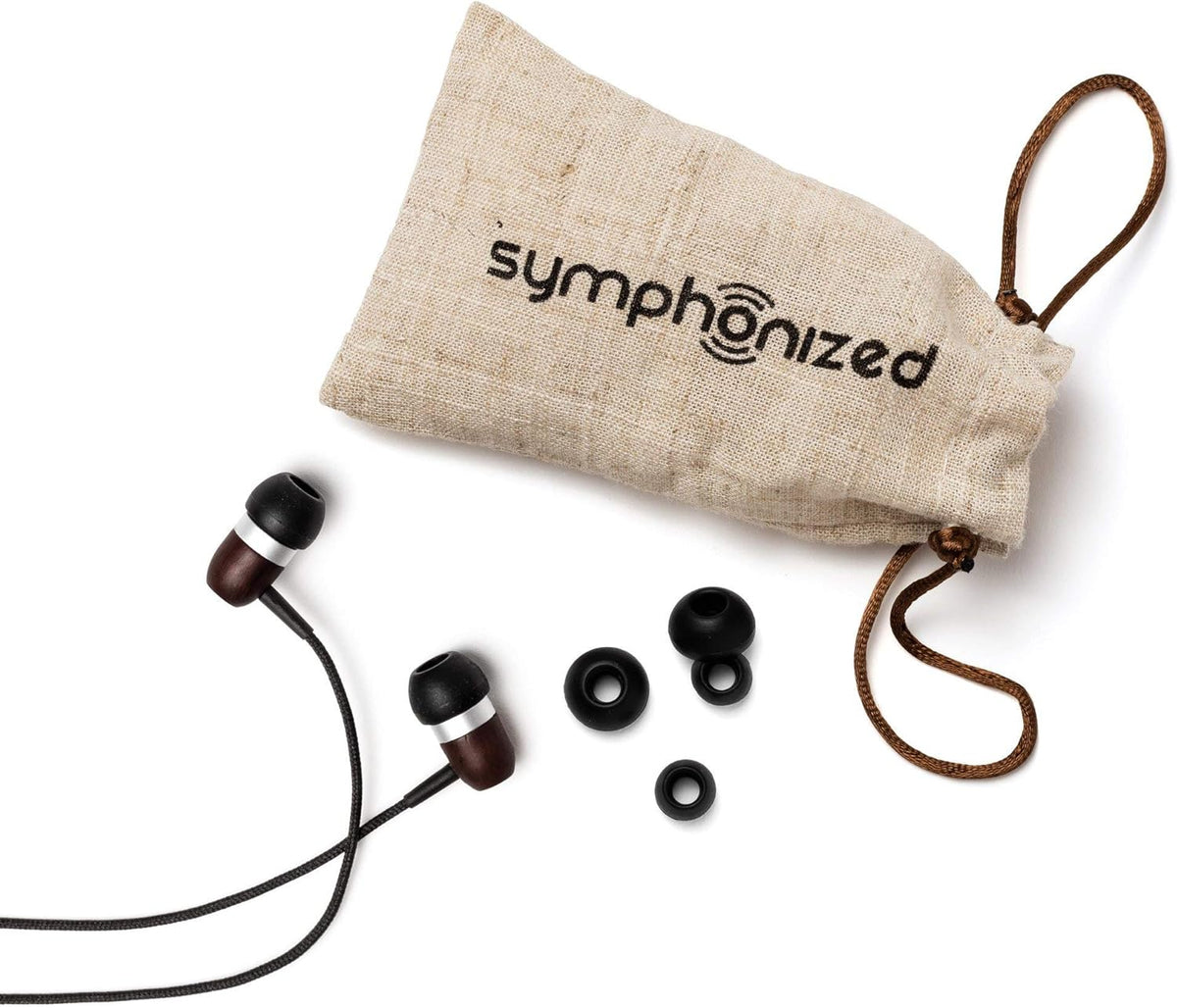 Symphonized Premium Wooden Earphones Wired (3.5mm Jack) Deep Bass Sound, 3D Sound, Microphone Volume Control, 90% Noise Cancelling for Type C Devices. Earphones for Android
