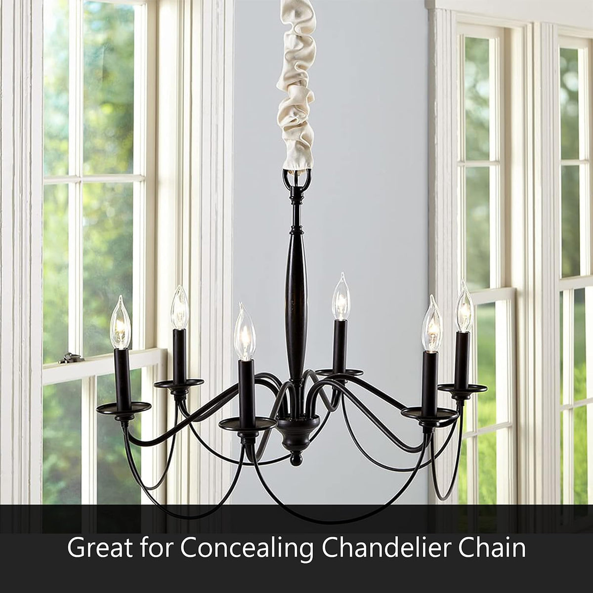Aspen Creative 15013-21A, 6' Wheat Faux Silk Fabric Cord & Chain Cover, Easy to Install for Lighting Fixture, Cable