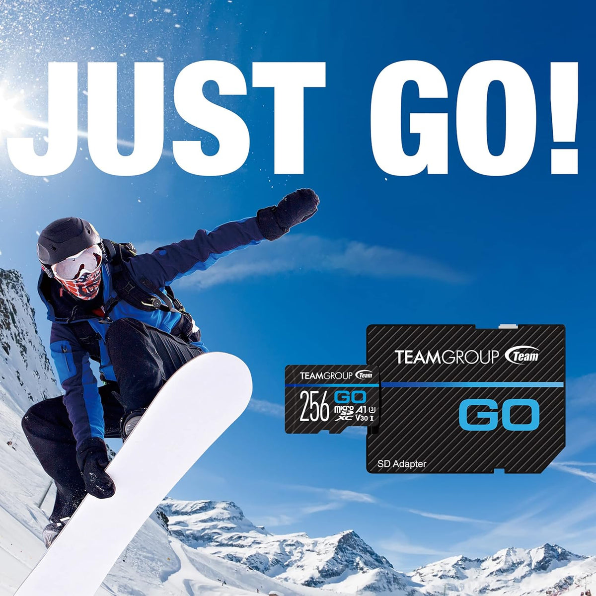 TEAMGROUP GO Card 256GB x 2 Pack Micro SDXC UHS-I U3 V30 4K for GoPro & Action Cameras High Speed Flash Memory Card with Adapter for Outdoor, Sports, 4K Shooting TGUSDX256GU364