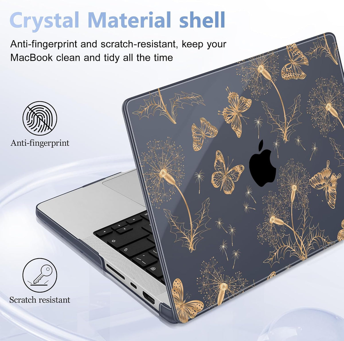 for MacBook Pro 16 inch Case 2021 2022 2023 2024 Release A3186 A3403 M4 A2991 M3 A2780 M2 A2485 M1 Pro/Max, Hard Shell Case with Screen Protector & Keyboard Cover, Butterflies