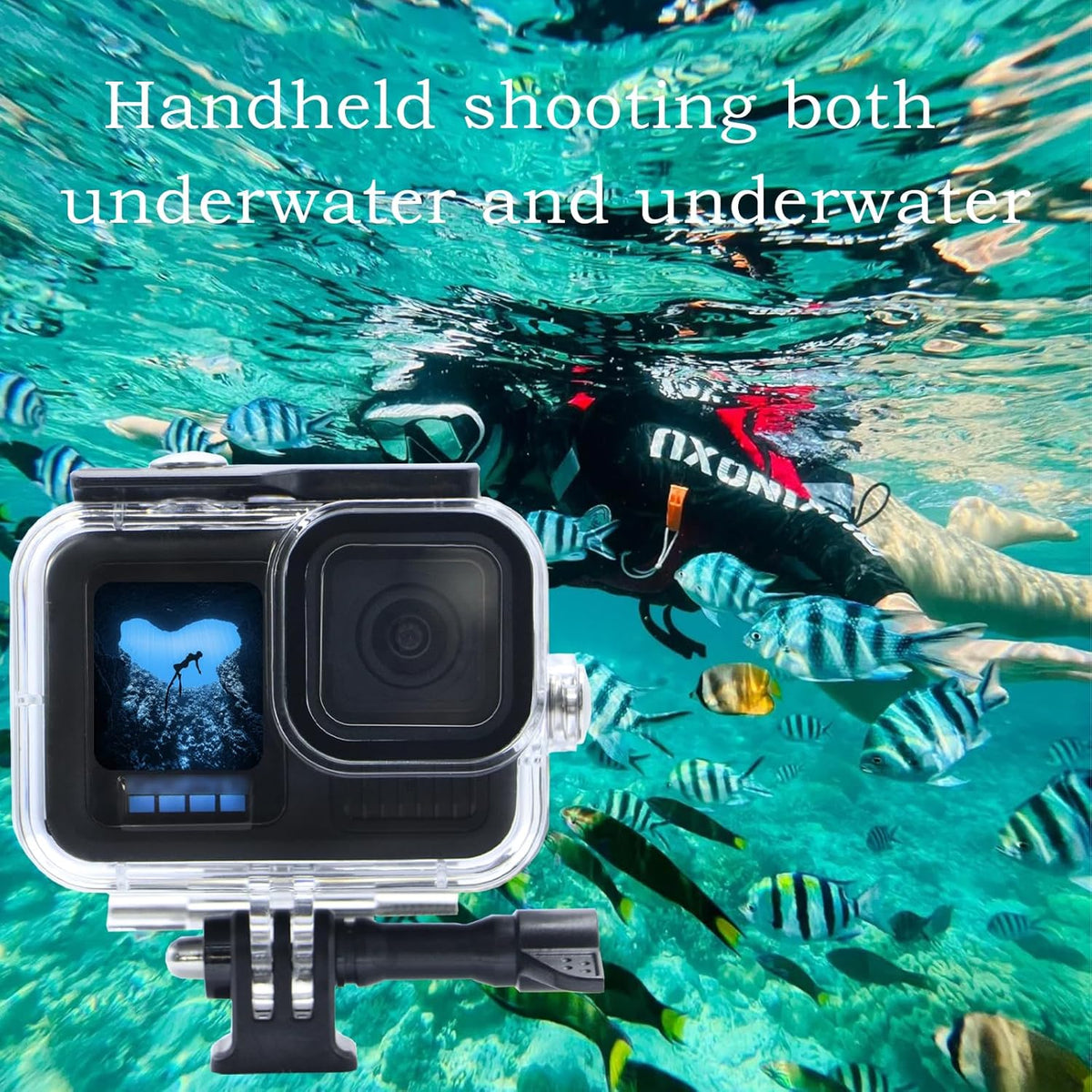 Waterproof Case for Go Pro Hero 13/Hero12 /Hero11 /Hero10 /Hero9 Black, Protective Underwater Diving Housing with Dive Kit Accessories for Hero13/12/11/10/9 Black Action Camera