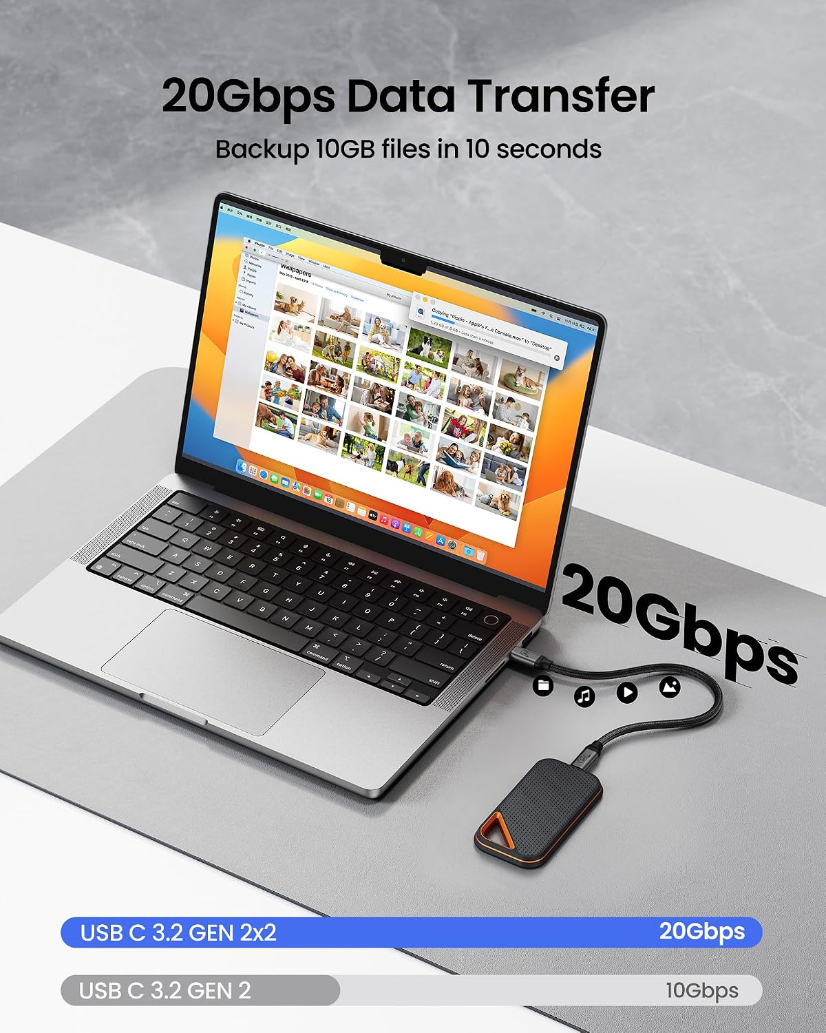 6.6FT [4K@144Hz/60Hz 8K@30Hz], 3.2 2x2 20Gbps 240W 16, Silkland USB C Monitor Display Cable USB C Gen Video Cable, Data