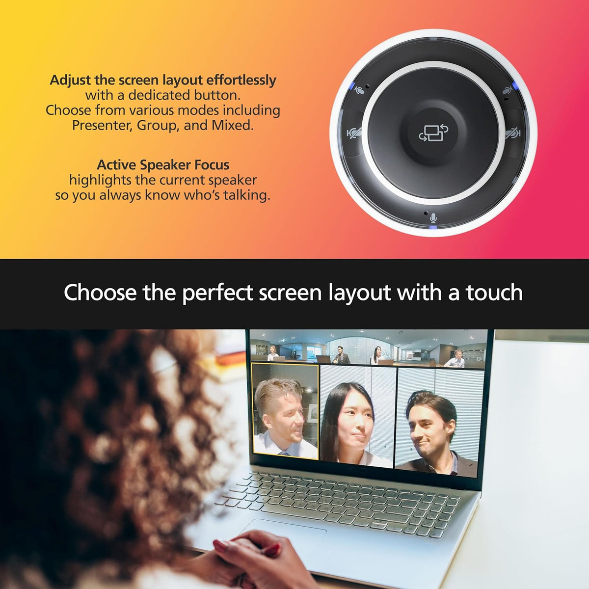RICOH Meeting 360 | 360° Conference Room Camera - AI-Powered - Active Speaker Focus - Plug and Play - Zoom Certified - Works with Microsoft Teams, Google Meet, Cisco Webex