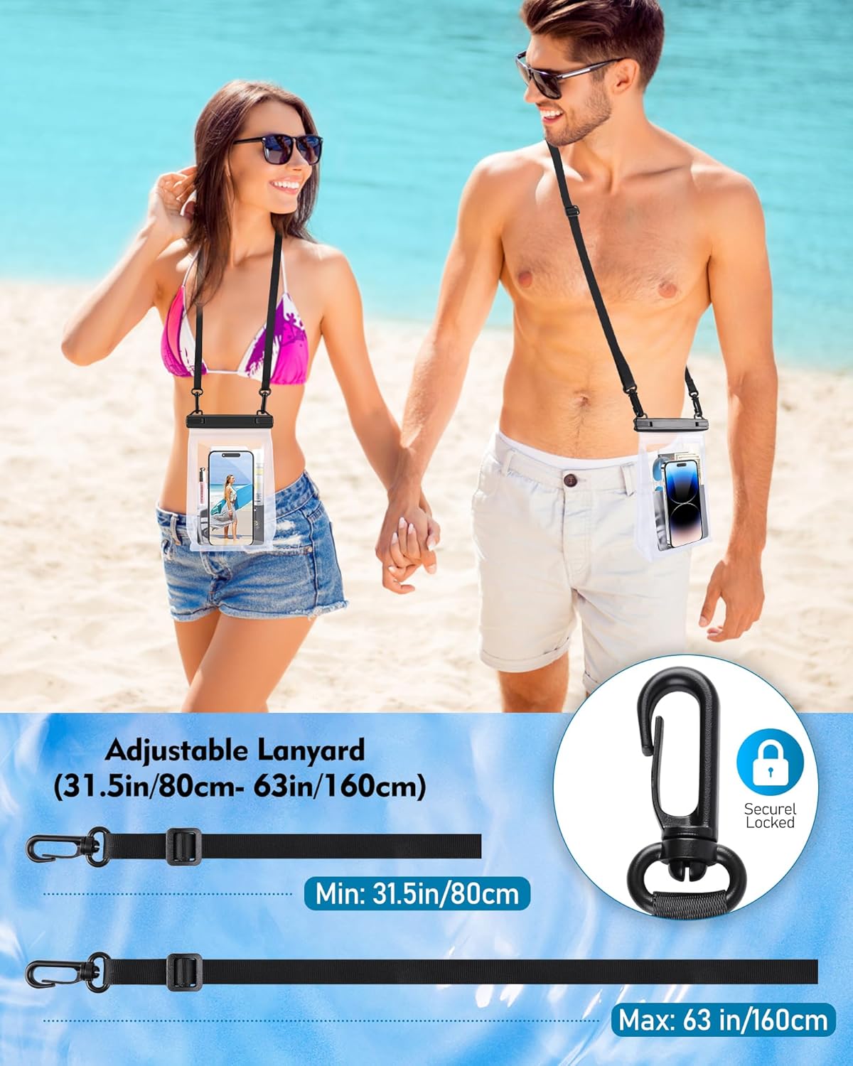 Large Waterproof Phone Pouch, Floating Dry Bag for iPhone 14 13 12 Pro Max Galaxy S22 S21 Large Capacity Waterproof Bag Sunscreen Glasses Storage Universal Dry Pouch for Swimming Rafting Boating