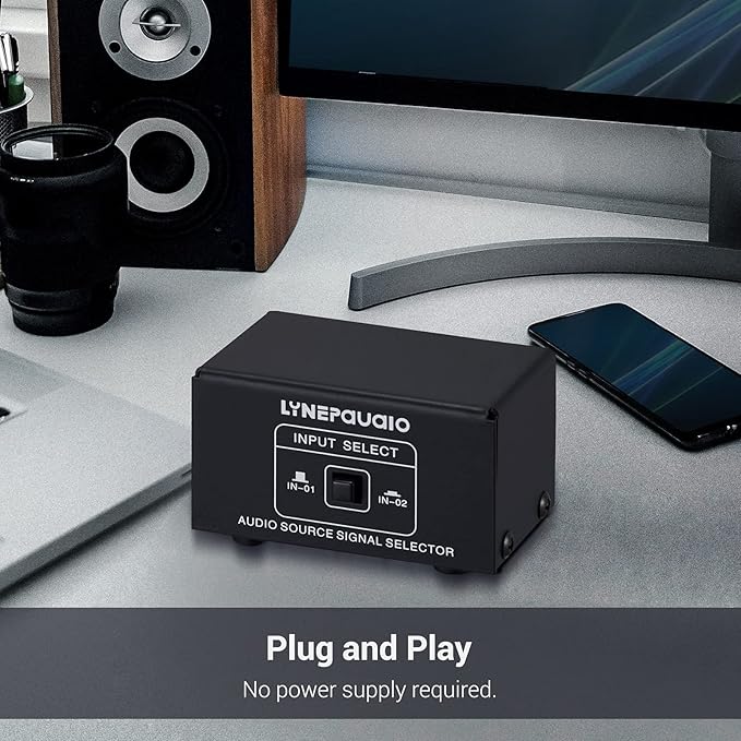 JINGFENG Audio Switcher 2 in 1 Out/1 in 2 Out A/B Switch Stereo Audio Splitter Box with No Distortion Jack for Switching Between Computer Speakers and Headphones