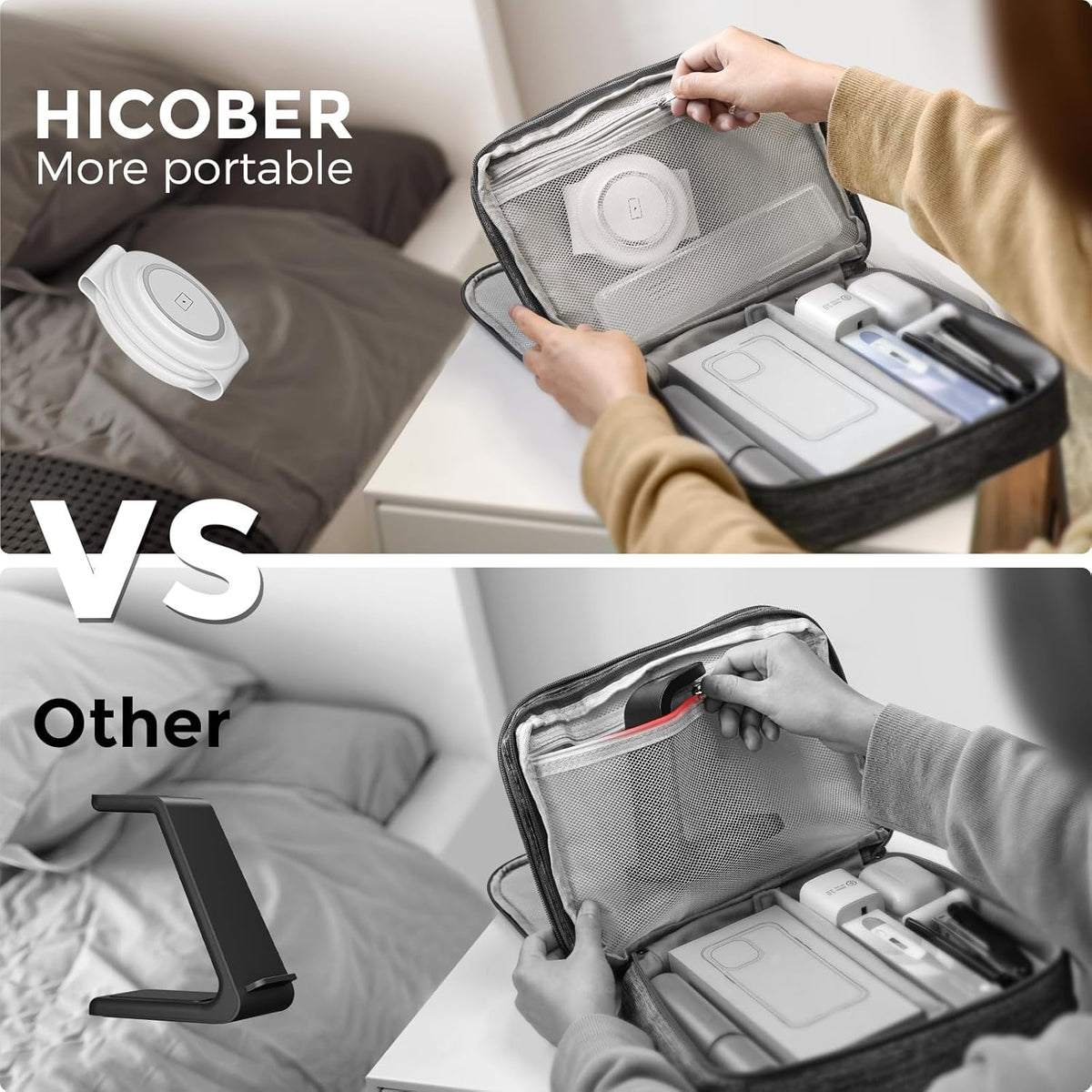 Hicober 3 in 1 Wireless Charging Station for iPhone 15, Magnetic Foldable Travel Charger Station Stand 18W for iPhone 16 15 14 13 12 Pro/Max/Plus/Apple Watch All Series & Airpods