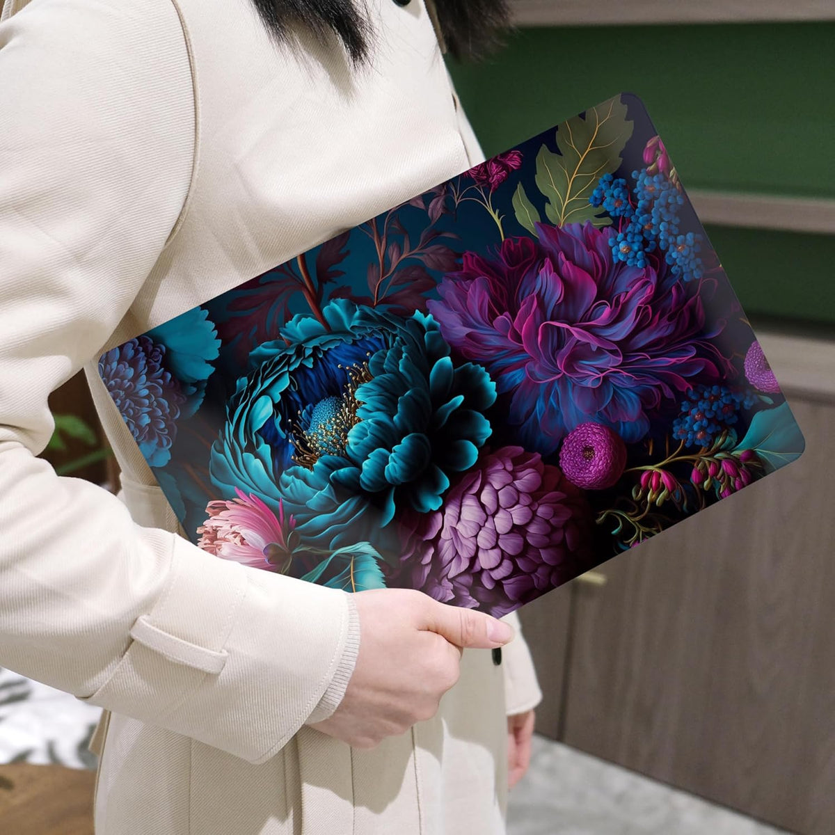 MEEgoodo Case for M4/M3/M2 MacBook Air 13.6 inch Case 2025 2024 2022, Fit Model A3240/A3113/A2681, Laptop Hard Shell with Keyboard Cover Compatible with MacBook Air 13 inch, Beautiful Fantasy Flower